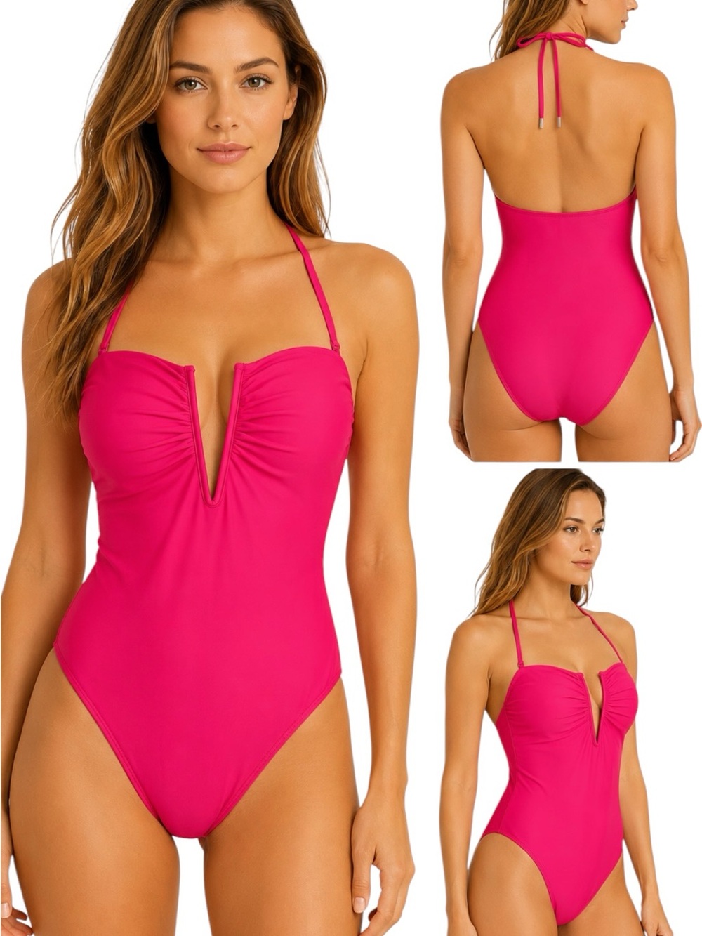 Express - NWOT Body Contour Swim Hot Pink One Piece Swimsuit Sz L